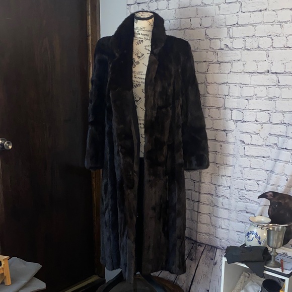 Vintage Jackets & Blazers - Vintage Dark Brown Fur Long Coat